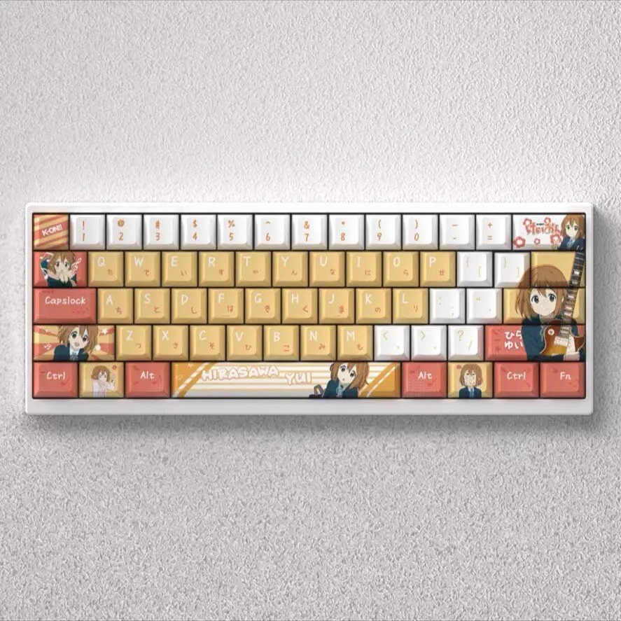 Custom Tea Hair Guitar Girl High-End Anime Style Keycaps, ACG OEM Profile PBT, Unique, Custom Mechanical Keyboard Accessories
