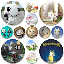 32/44/58mm Round Cartoon Funny Brooches Toro Inoue Cat Handmade Pins for Backpack Jewelry Accessories Gifts DIY Creative Badge
