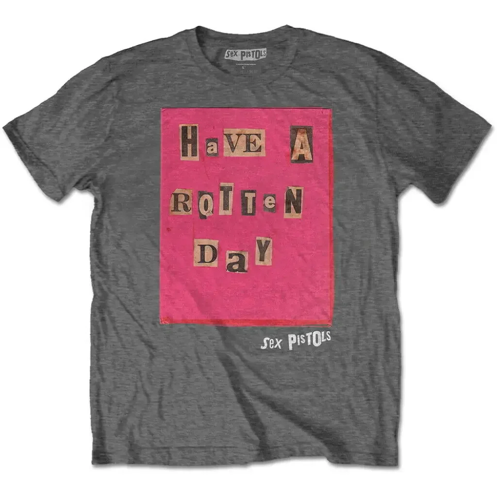 Sex Pistols Rotten Day Grey T Shirt New Official