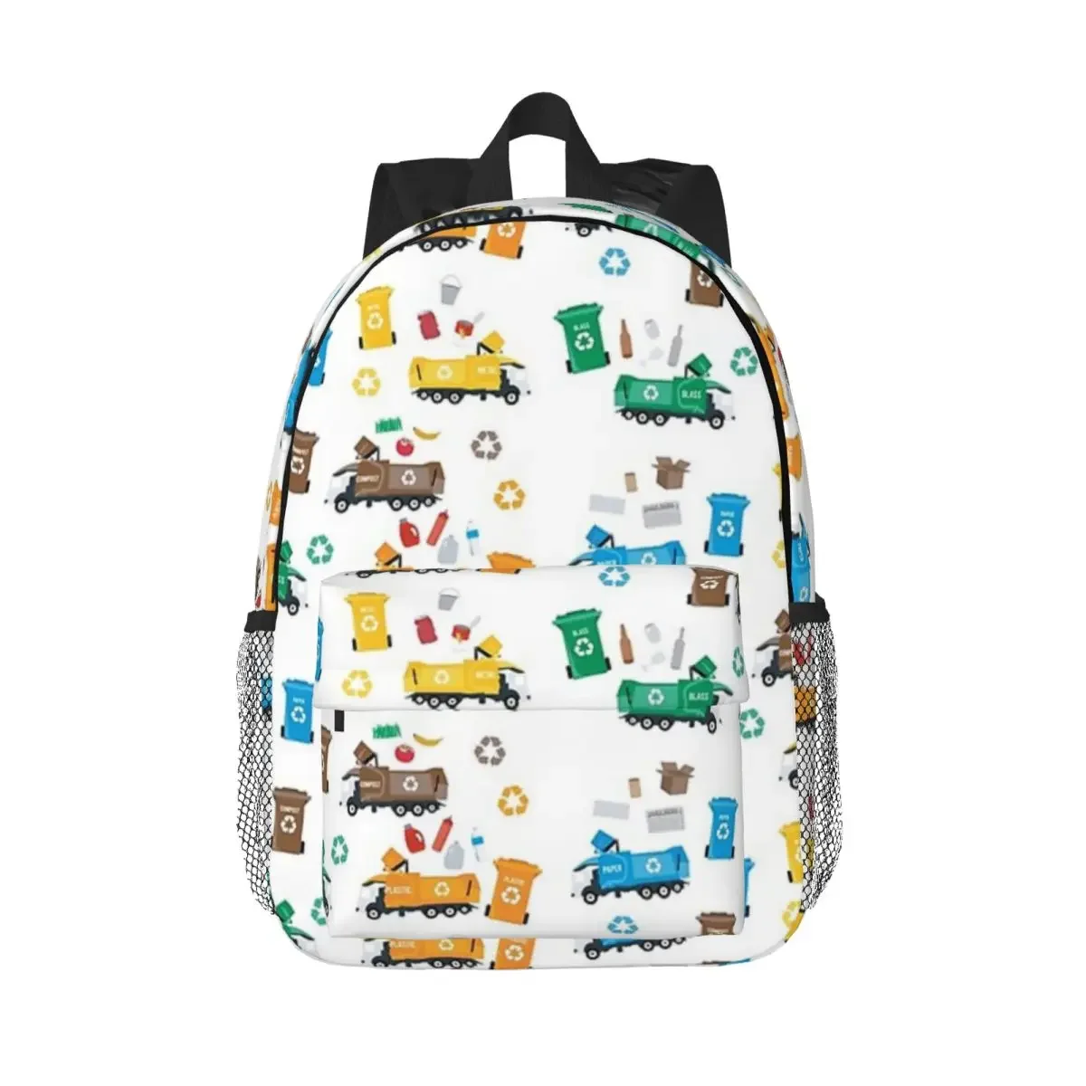 Colorful Recycling Garbage Trucks And Bins Backpack Boys Girls Bookbag Cartoon Children School Bags Laptop Rucksack Shoulder Bag