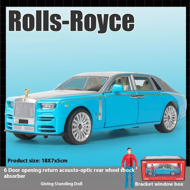 1/32 Octavia Rolls Royce Phantom Alloy Car Model Return Sound And Light Toy Car With Open And Close Shock Absorber Function Box