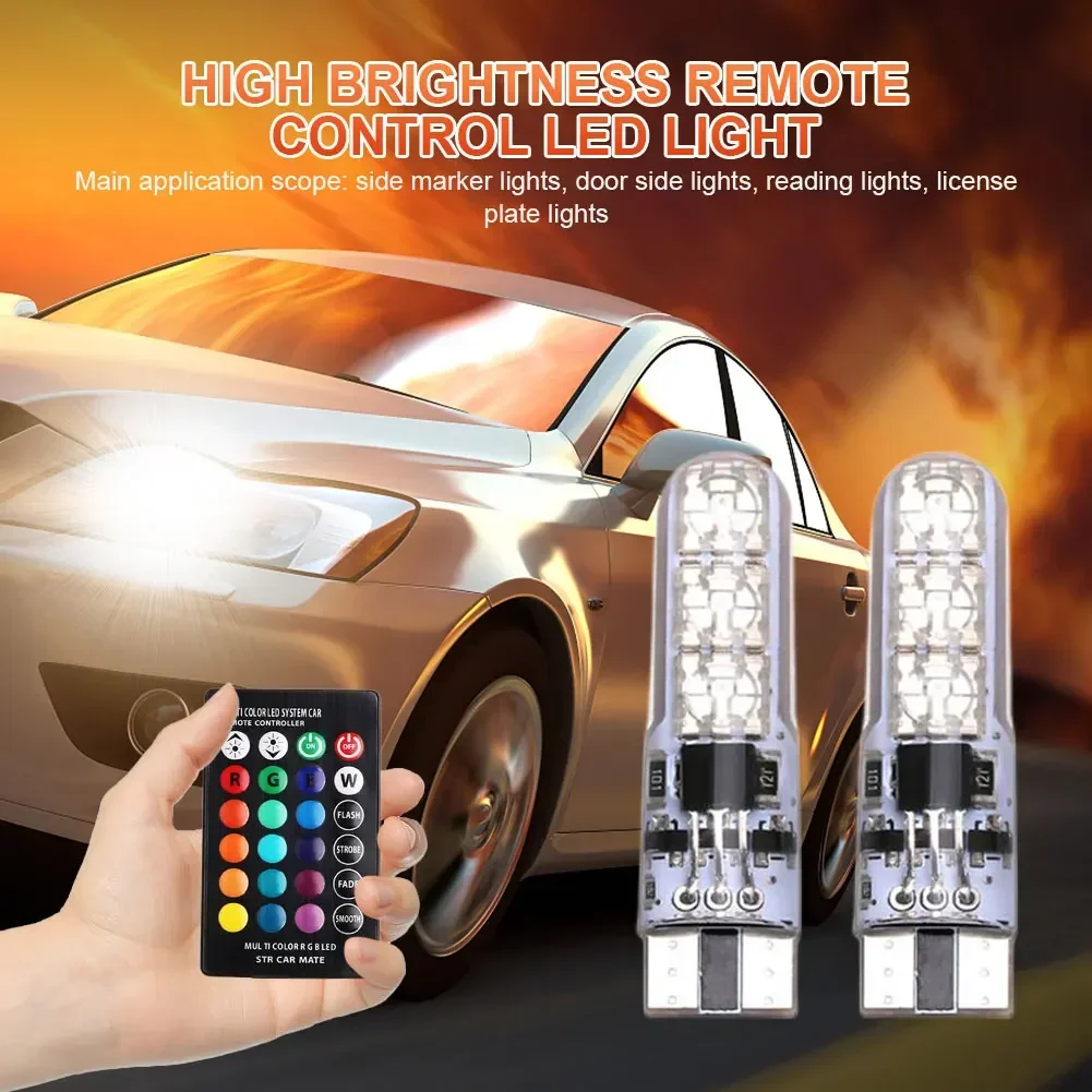 

Auto Multi-color Rgb T10 Led Bulbs With Remote Control Car Parking Lights Width Indicator LED Clearance Light MotorcycleSupplies