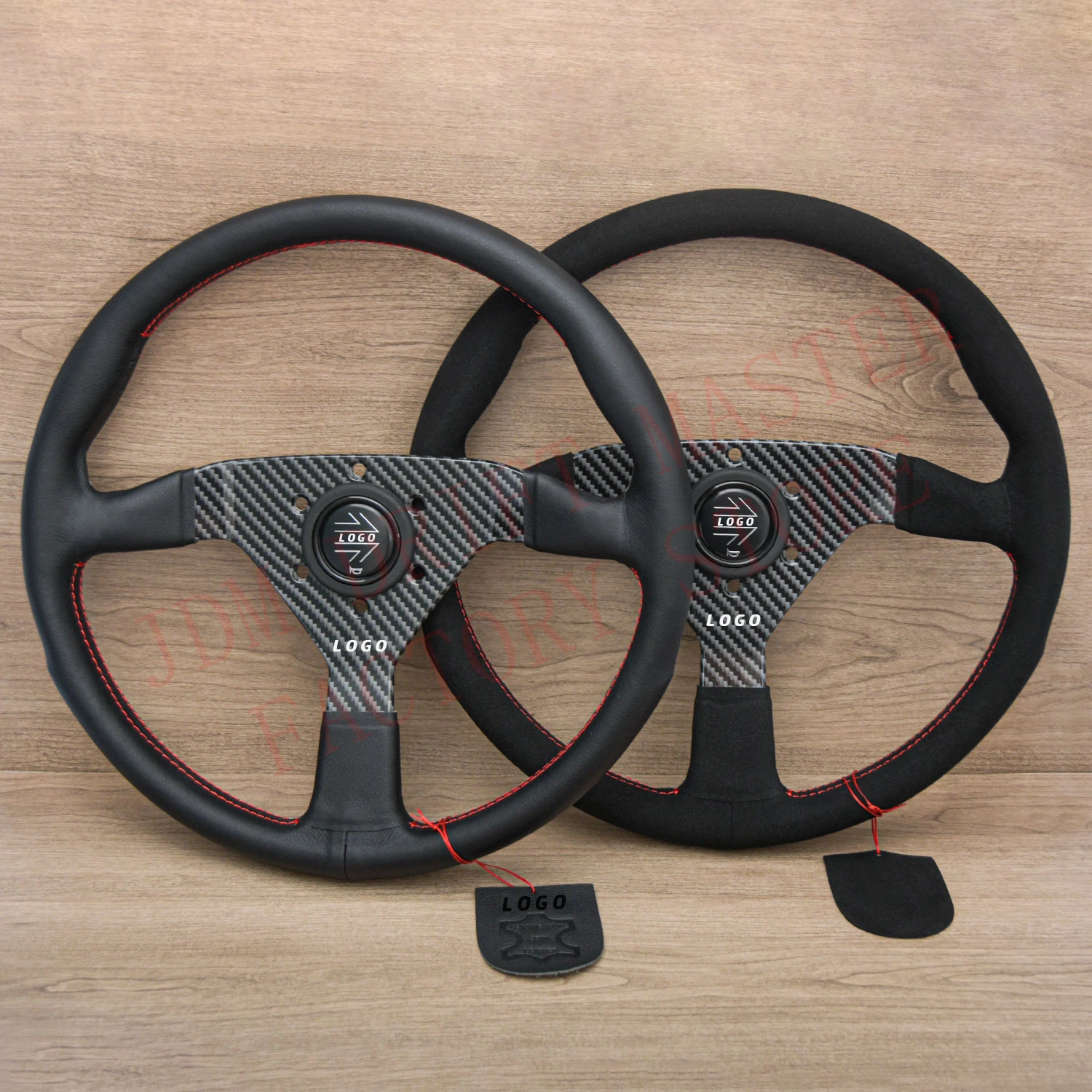 14inch JDM Racing Montecarlo MOMO Suede Leather Steering Wheel Carbon Fiber Sim Gaming Sport Steering Wheel Red Stiching