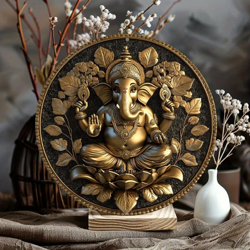 Ganesha-Themed  Round Aluminum Sign, Perfect for Home, Office, Bar & Kitchen Decor, Ideal Holiday Gift image 6