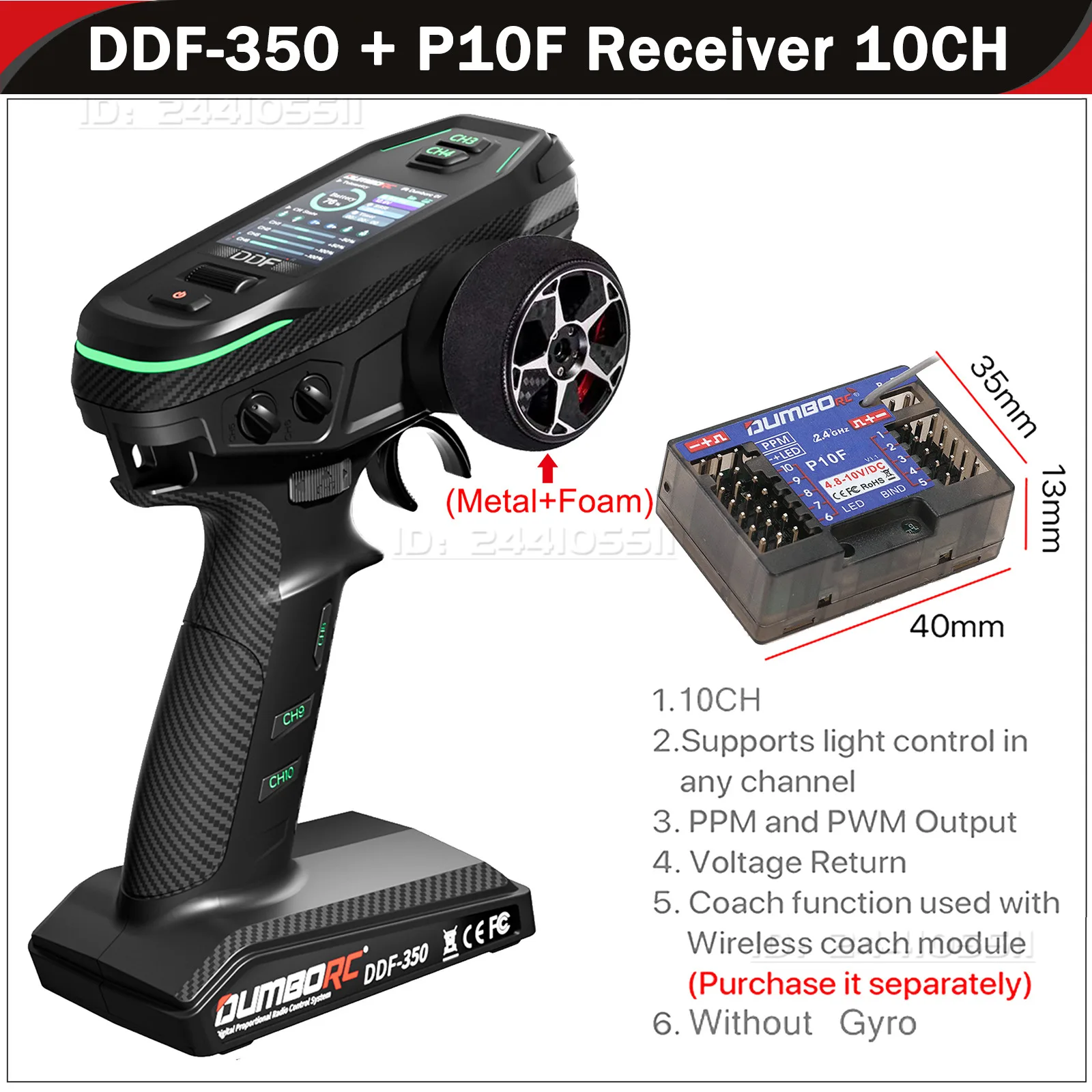 DUMBORC DDF-350 10CH RC Afstandsbediening 2.4G Digitale Radio Zender Gyro Ontvanger voor Drift Auto Tank Boot Robot Speelgoed Wltoy - afbeelding 1