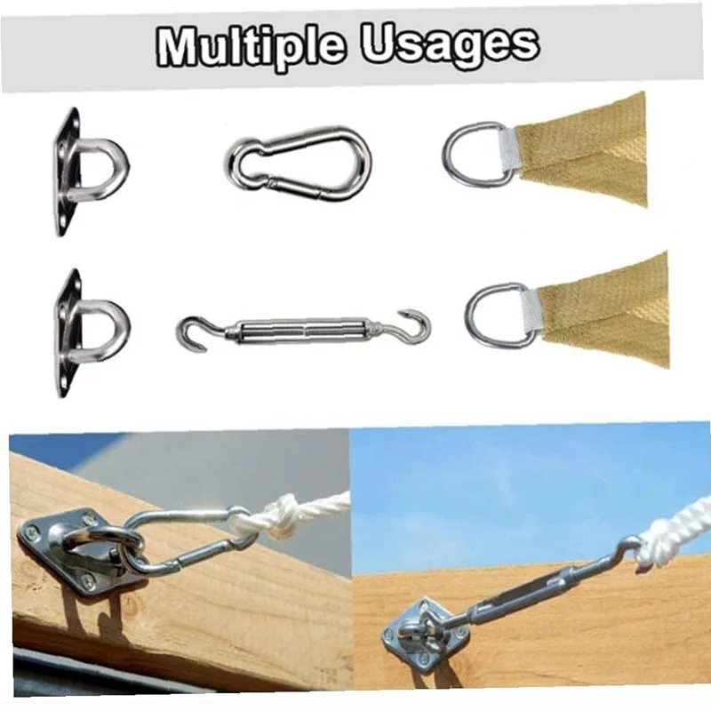 80Pack Sun Shade Sail Hardware Kit 5 Inch 304 Stainless Steel for Rectangular Square Triangle Installation in Patio Lawn