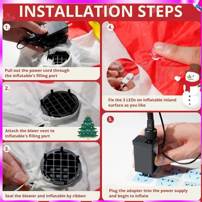 N96R استبدال مروحة قابلة للنفخ 1.5A منفاخ مروحة الهواء يتميز محول و3 سلاسل إضاءة لمبة LED لعيد الميلاد الولايات المتحدة المقابس الولايات المتحدة PLU
