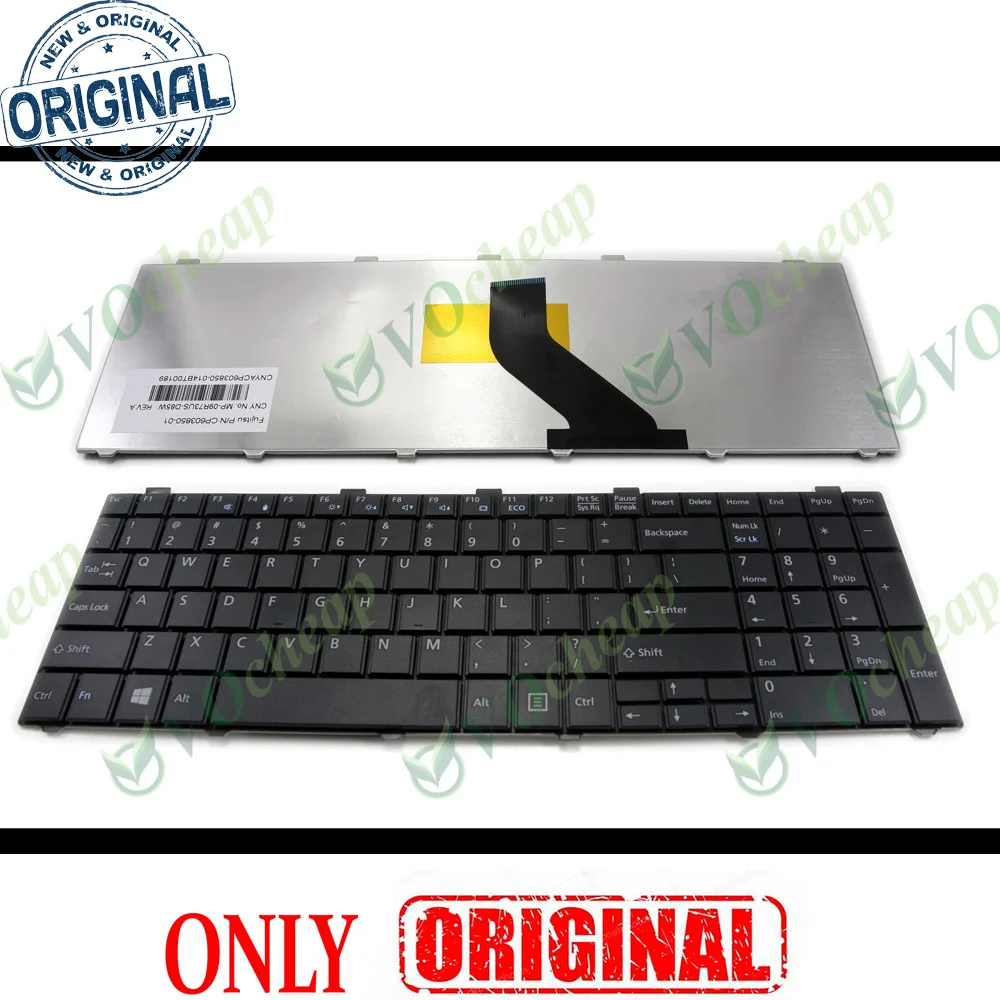 

New US Laptop Keyboard for Fujitsu AH530 AH531 AH42 A530 NH751 Black - CP603850-01, MP-09R73US-D85W