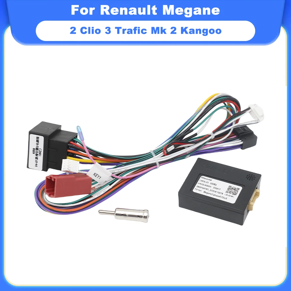 CAN Bus Decoder for Renault Megane 2 Clio 3 Trafic Mk2 Kangoo 16 Pin to ISO Radio Harness Adapter Car Android Wiring Cable