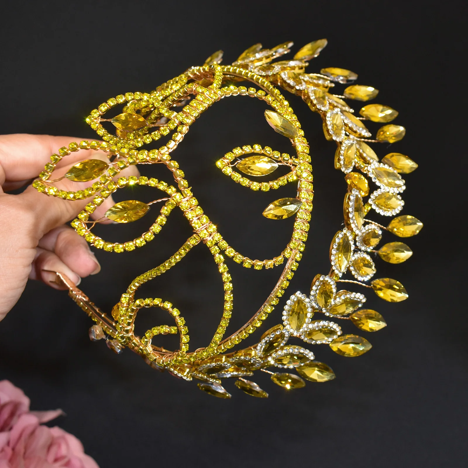 DZ130 Crystal Bridal Headwear Bridesmaid Rhinestone Headband Wedding Tiara Handmade Bridal Hair Accessories Pageant Crown