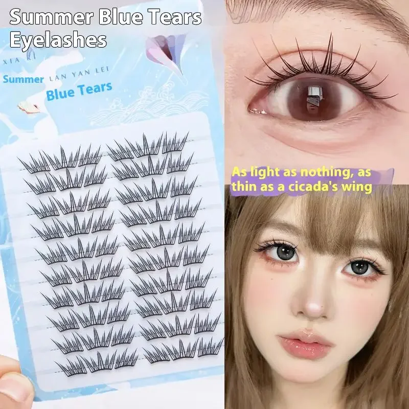 10 Rows Voluminous Glue-free False Eyelashes 5D Fluffy Thick False Apply Extension Natural Lash Easy Segmented Curling Eyelashes