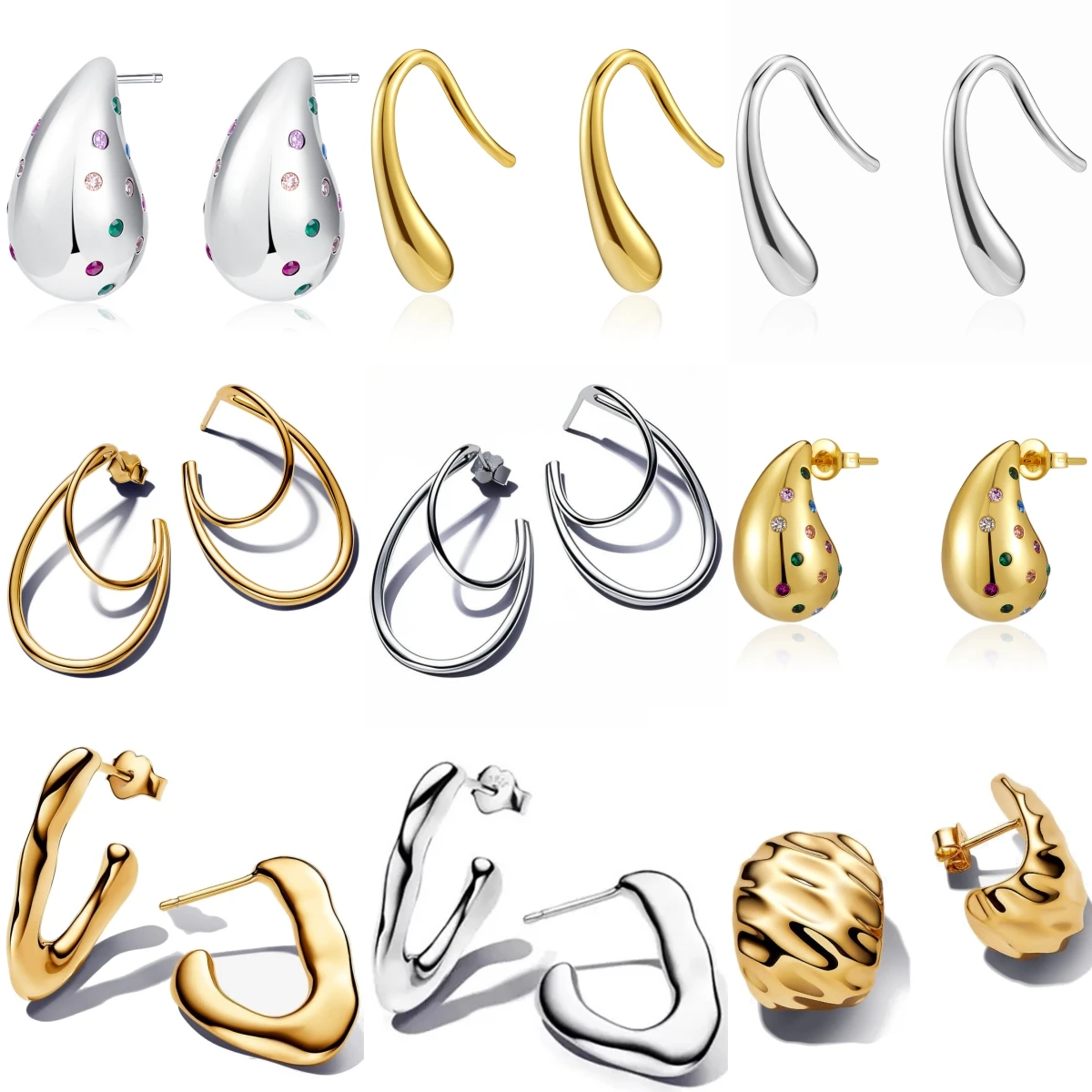 2025 925 Sterling Silver Water Drop Double Circle Earrings Fit Women's Jewelry Lover's Holiday Birthday Gift