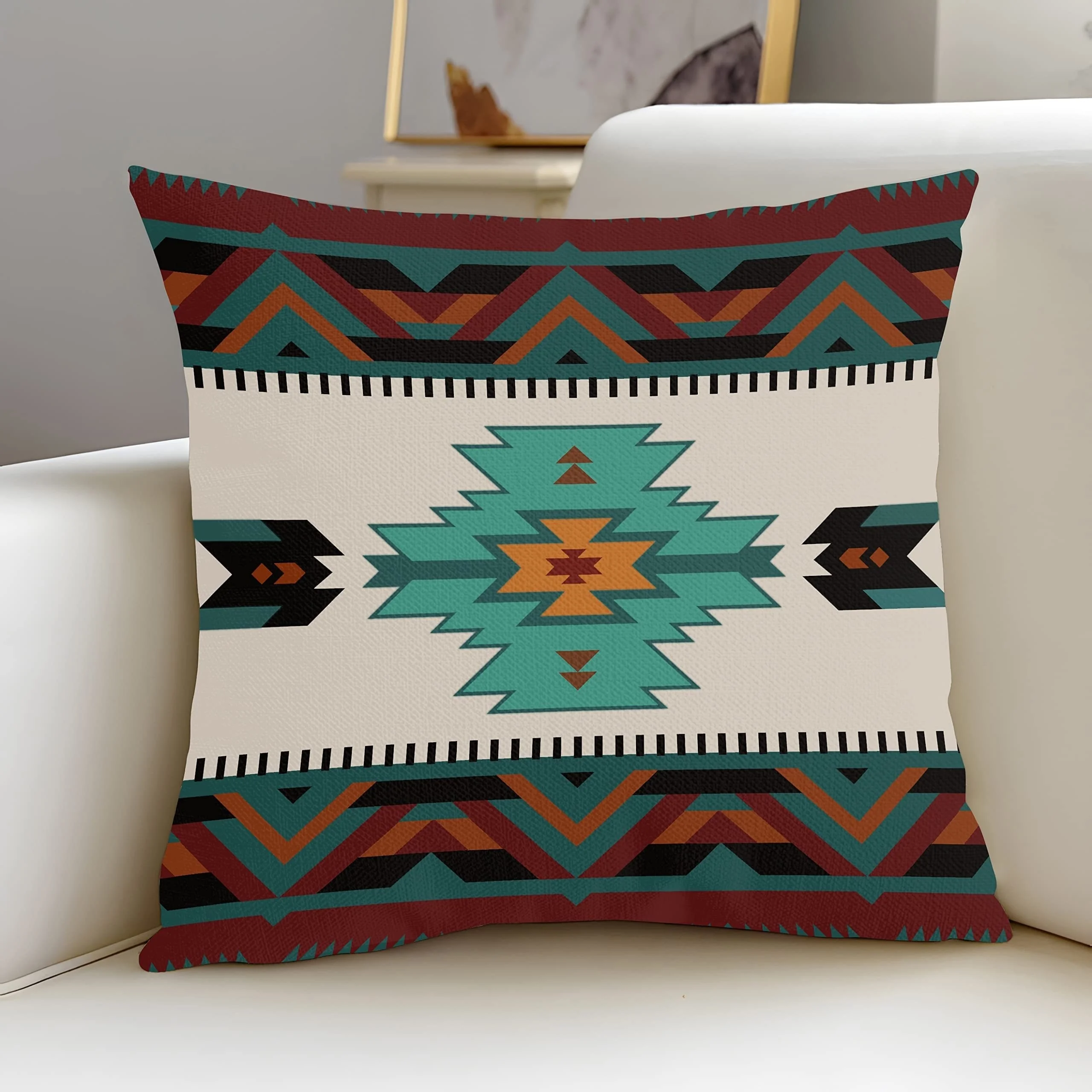 1 Bohemian Set Western Throw Pillow Cover Aztec Southwest Native American Tribal Geometric Pillow Cover Turquoise Rustic Decor S