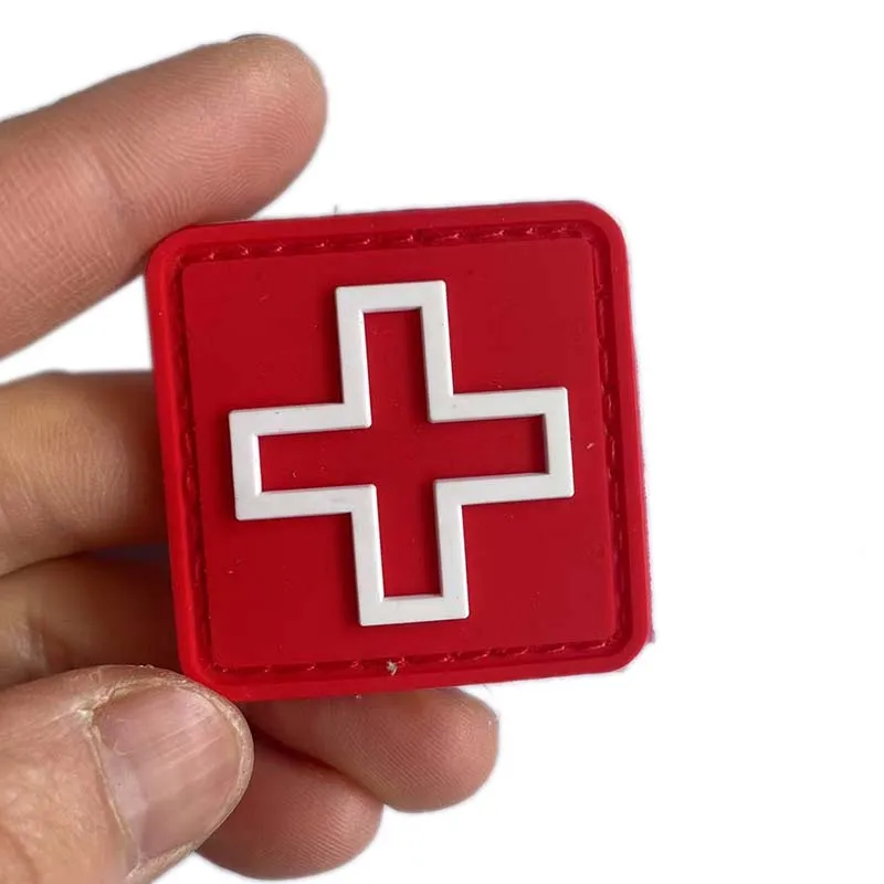 PVC-Gummi-Medizinkreuz-Abzeichen, Sanitäter-Totenkopf-Moral-Applikation, taktische Patches mit Klettverschluss, Militär-Aufkleber, Rettungsemblem – Detail 6