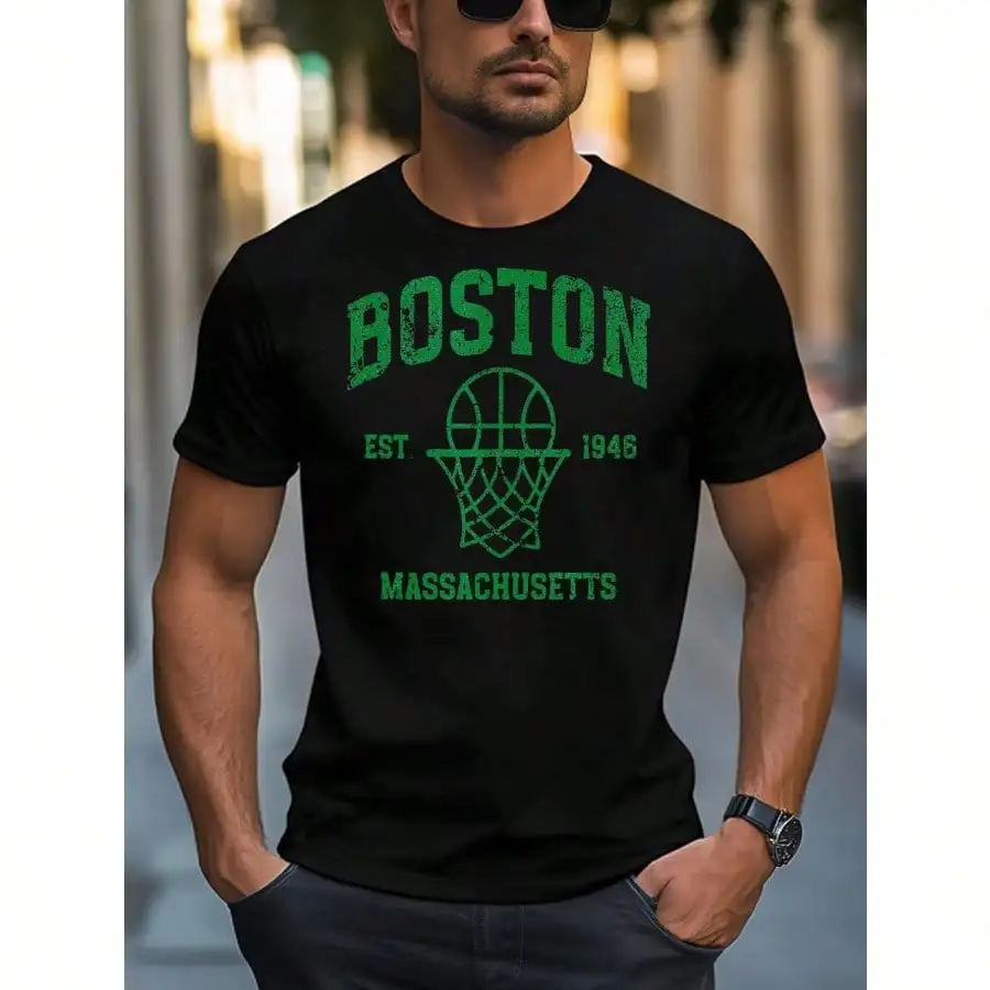 

Boston Retro Vintage Classic Massachusetts Gift Tank Top T-Shirt - 100% Cotton, Short Sleeve,