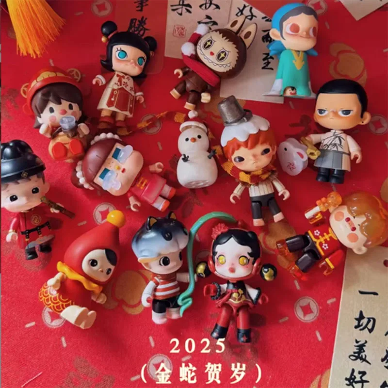 Figurines Labubu de la série Fortunate Hand, modèle de jouet Skullpada, décoration du cadeau du Nouvel An, véritable convocation du serpent riche
