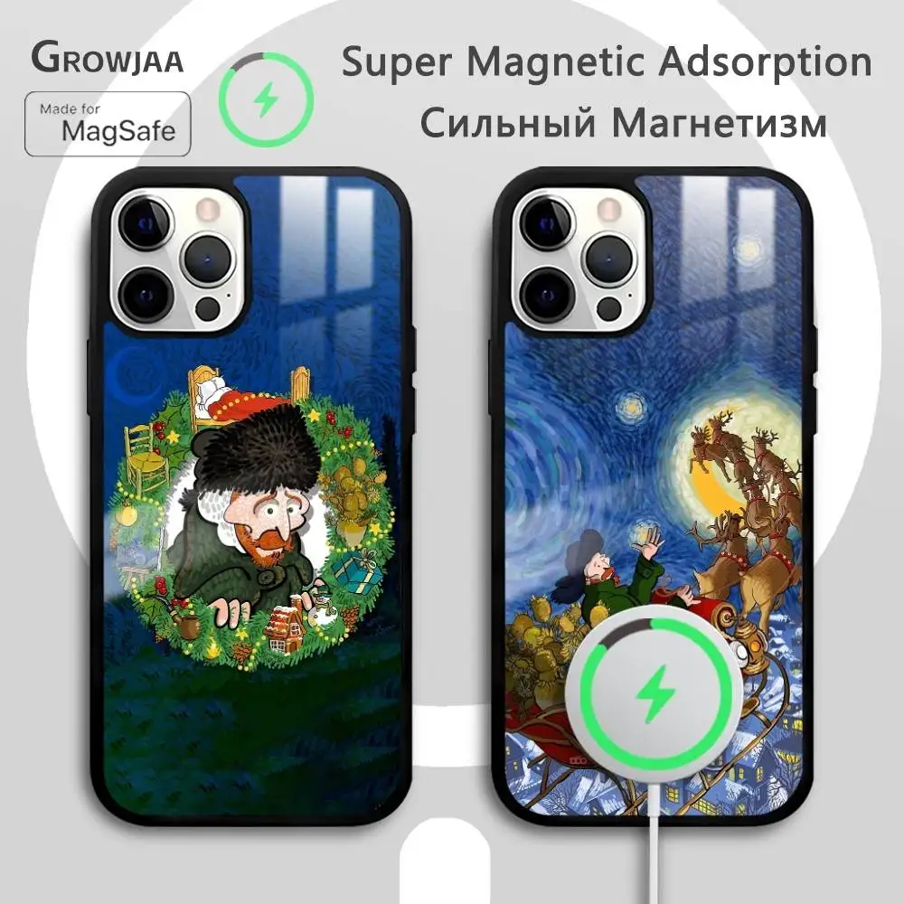 

Starry Sky Van Gogh Christmas Phone Case For IPhone 16 15 14 13 12 11 Pro Max Plus Mini Magsafe Mirror Wireless Magnetic Funda