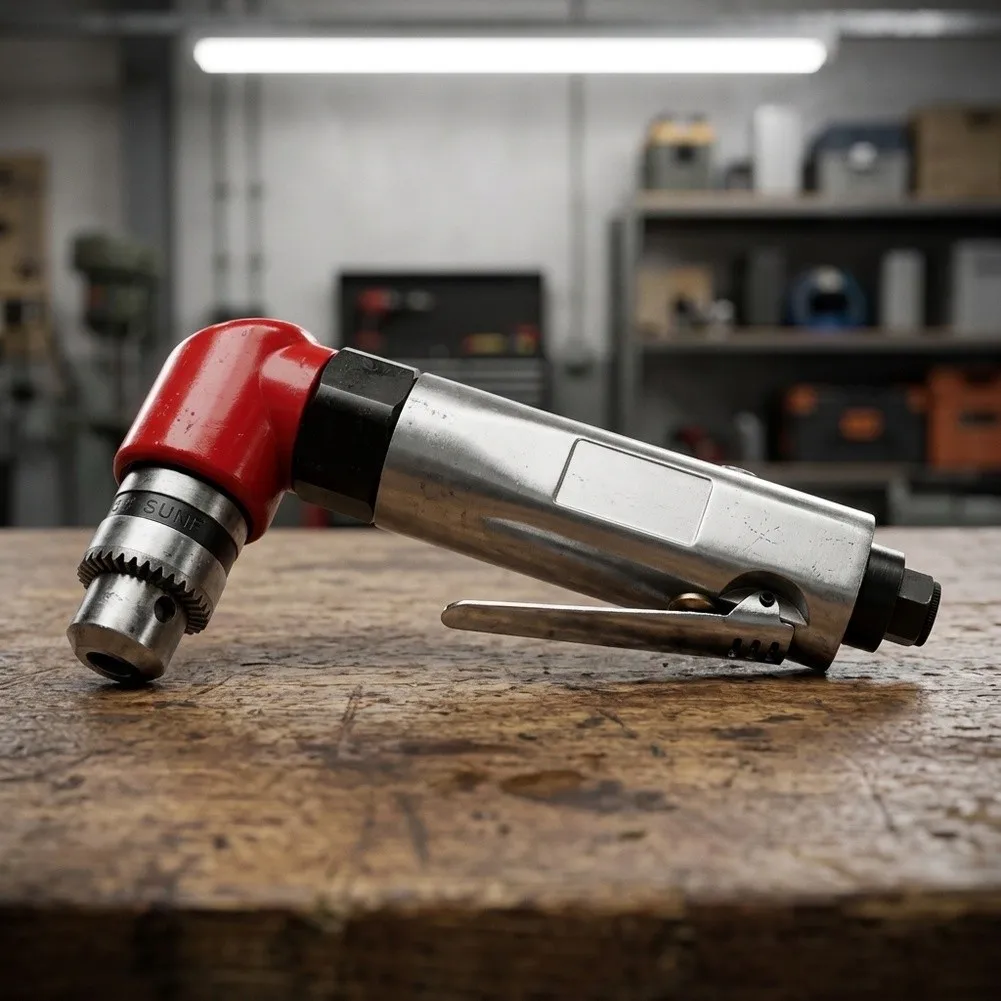 1pc Pneumatic Right Angle Drill With 1.5-10MM Three-jaw Chuck 90-degree Single-turn Air Drill For Tight Spaces Drilling