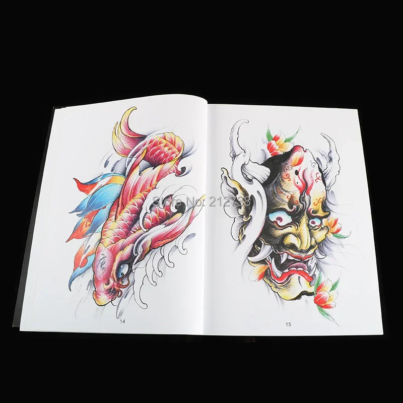 A4 Traditional Tattoo Flash Book KOI Dragon Skull Hannya Gril Elephant Bano Tattoo Books 80 pagine spedizione gratuita