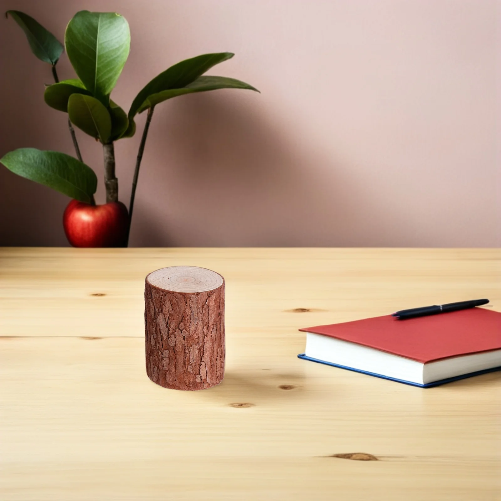 

2pcs Wooden Decor Natural Wood Mini Scene Stump Desktop Fir Wood Lifelike Mini Landscape Adornment