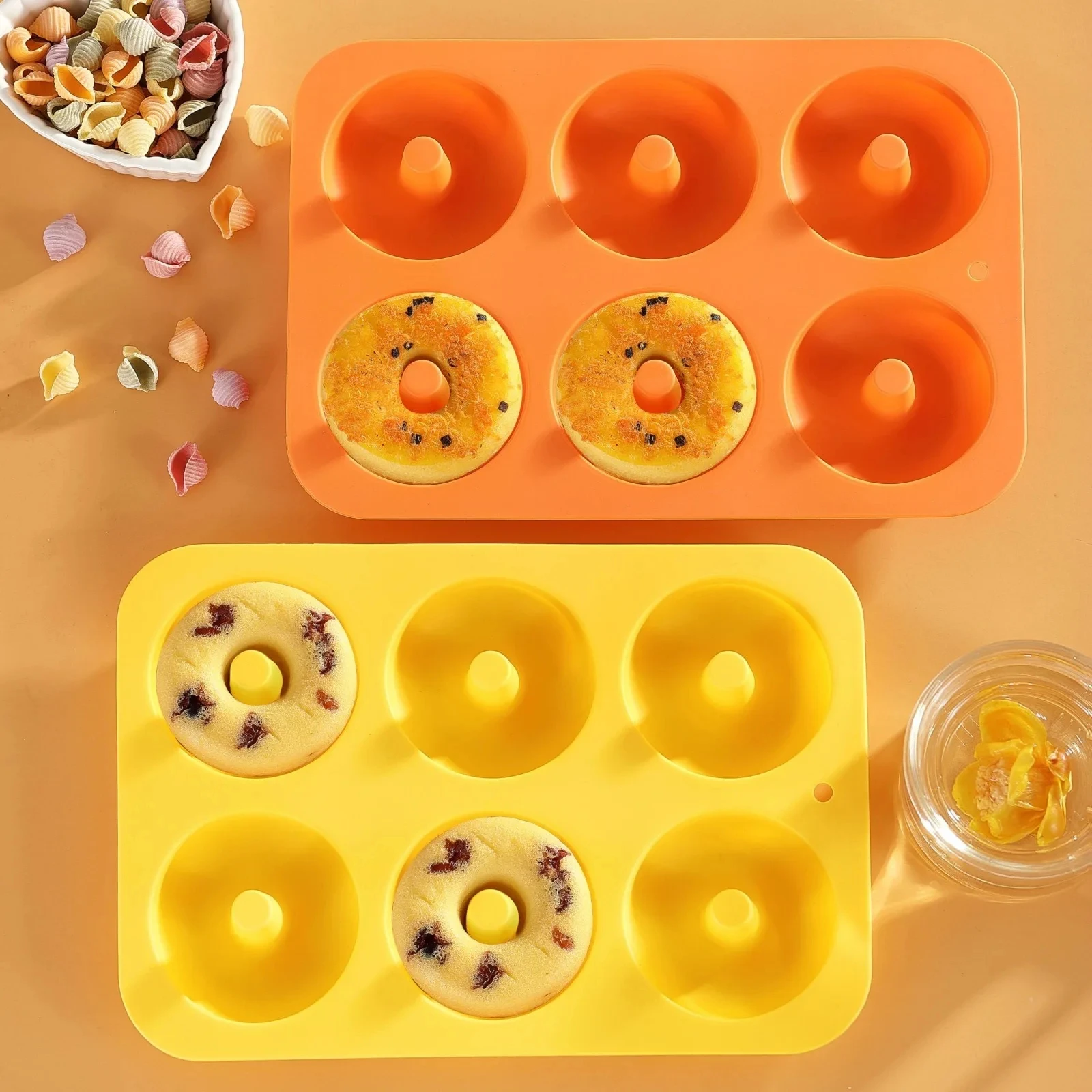 Donut Mold Silicone - Silicone Mini Donut Pan 6-Cavity Non-Stick