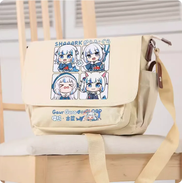 Anime Hololive Gawr Gura Cartoon Bag Unsix Fashion Leisure Tieners Crossbody Student Messenger Handtas B746