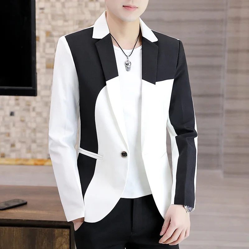 

Korean Version Slim Fit Business Casual Suit For Men Autumn Fashion Handsome Small Coat Color Hair Stylist Social Boy Trend