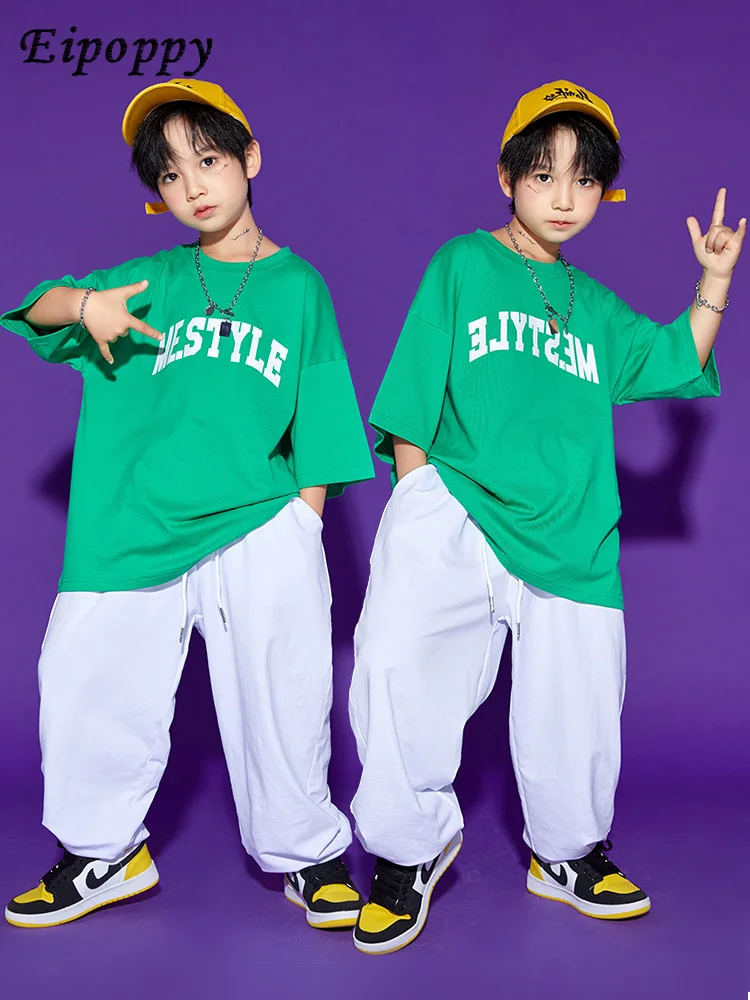 بدلة أطفال فضفاضة بأكمام قصيرة ، ملابس هيب هوب عصرية للأولاد ، وسيم