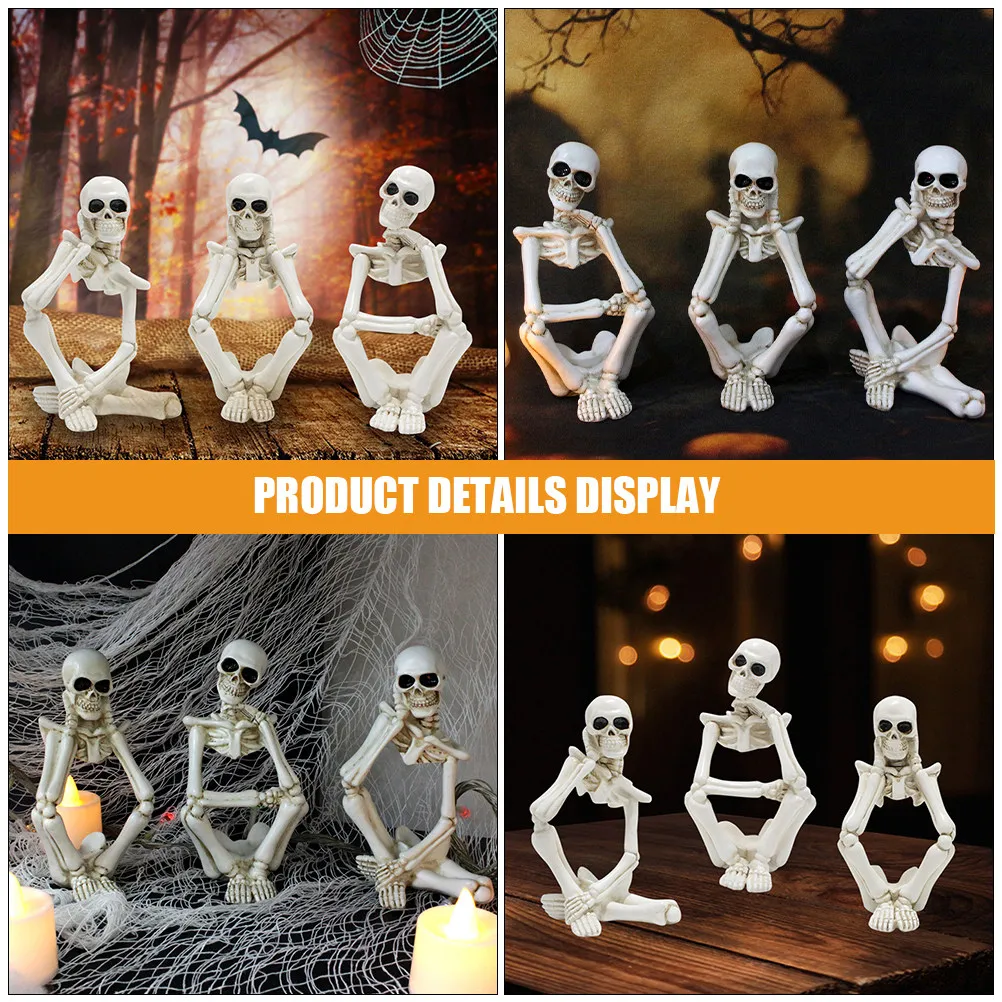 3Pcs Resin Statue Thinker Design Modern Minimalist Home Decor Desktop Bookshelf Table Ornament Indoor Outdoor