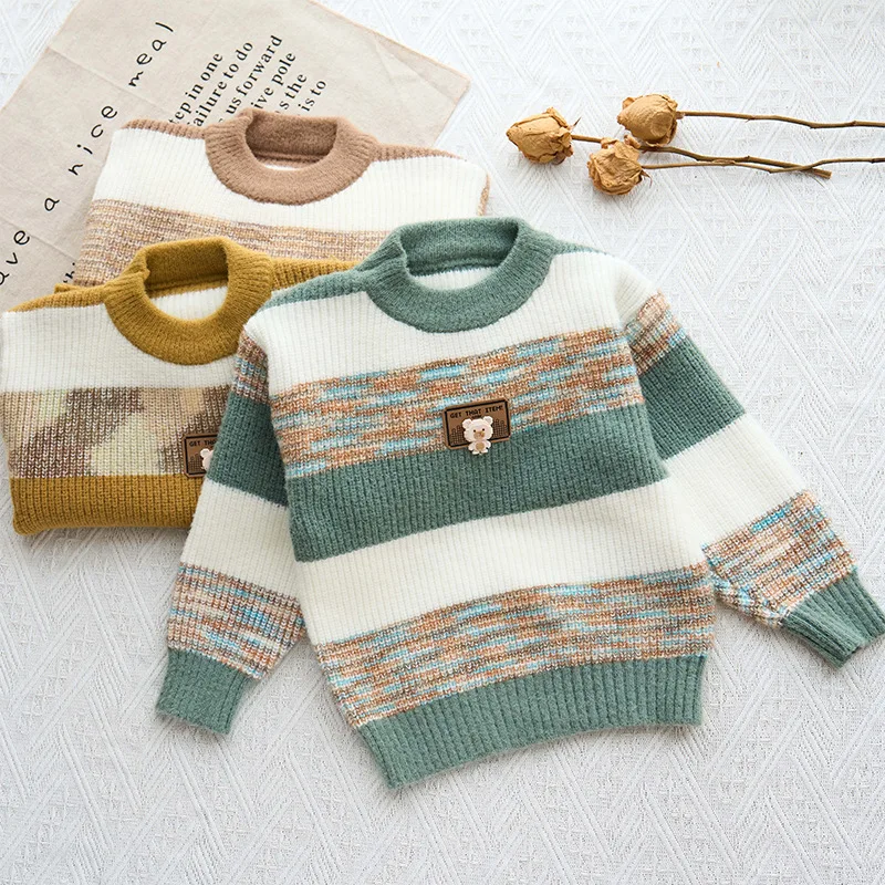 الأولاد البلوزات ربيع الخريف 2025 الأطفال الصوفية جيرسي القمم للطفل الصبي ملابس الاطفال بلوفر مغزول سترة ملابس خارجية 6 7Y #1