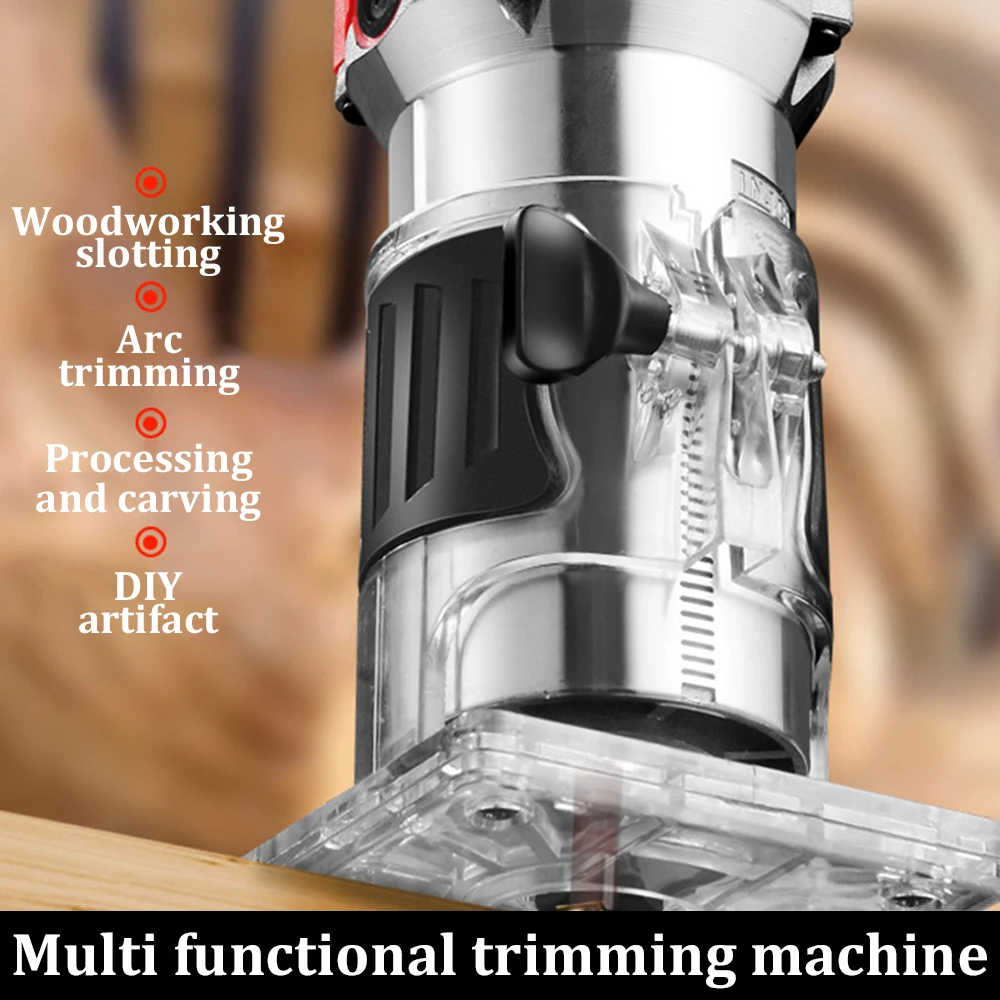 800w 30000rpm Manual Wood Router Woodworking Electric Trimmer With Milling Cutter Machines Power Carpentry Tool Combo Kit