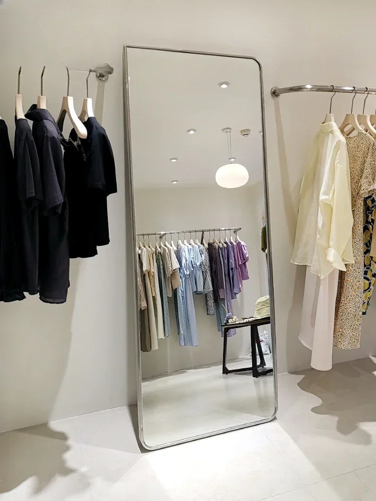 Clothing store specific fitting mirror with high-definition floor standing and movable full body display height