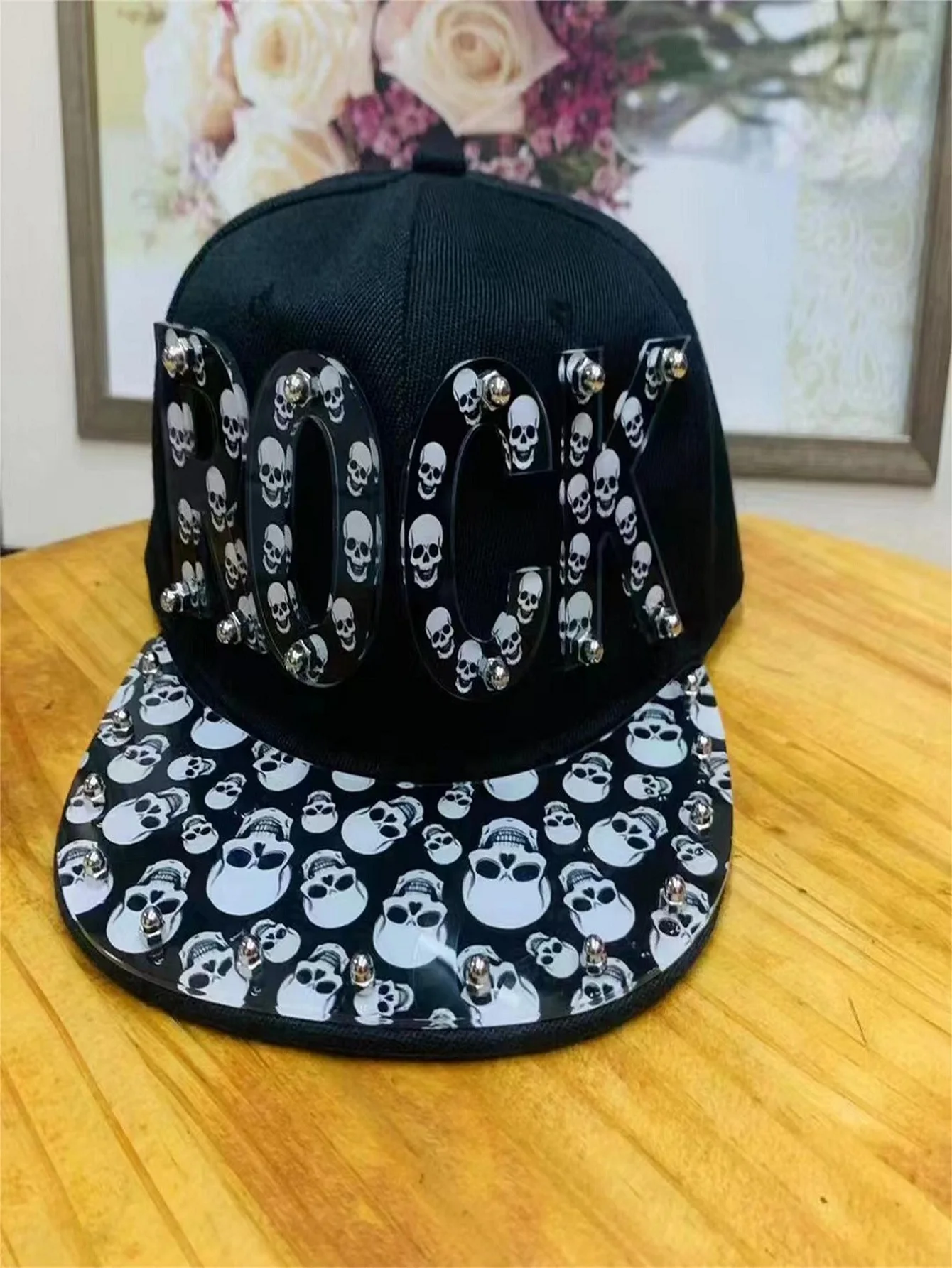 

American street fashion personalized printed pattern letter splicing rock nightclub performance hip-hop hat