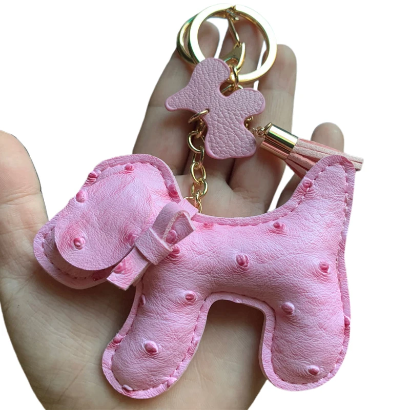 1 pz campana multicolore in pelle PU maculata stereoscopico portachiavi cucciolo divertente stile carino catena color oro portachiavi decorativo da donna