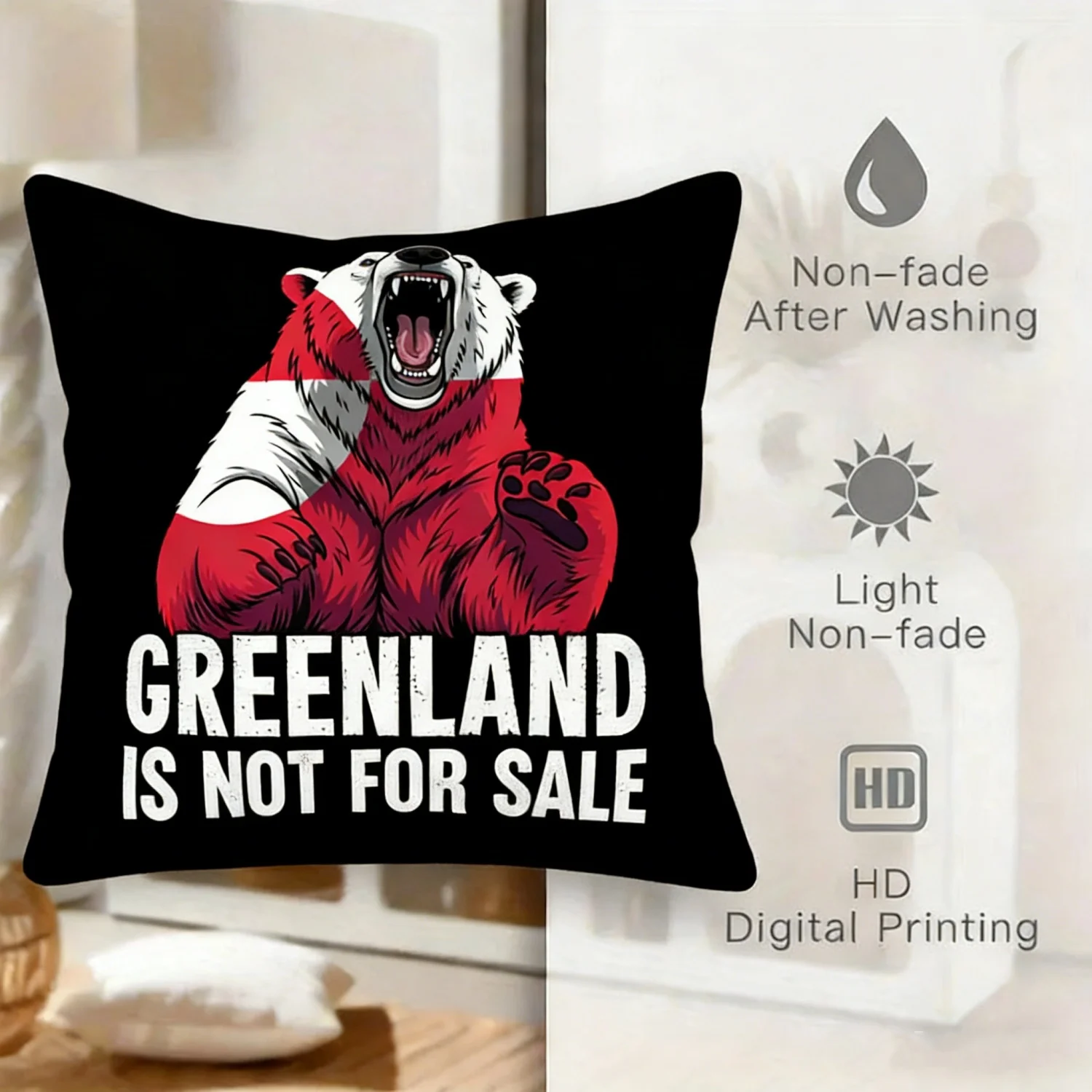 Vintage Greenland Flag Double Sided Pillow Cover Home Bookstore Decor Polyester Fabric Soft Comfortable Skin Friendly