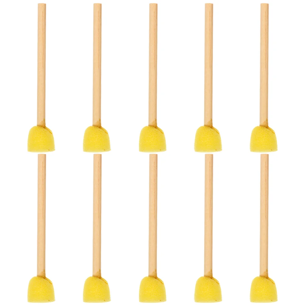 

10 Pcs Sponge Brush with Wooden Handle Foam Handles Round for Painting Sponges Child Model