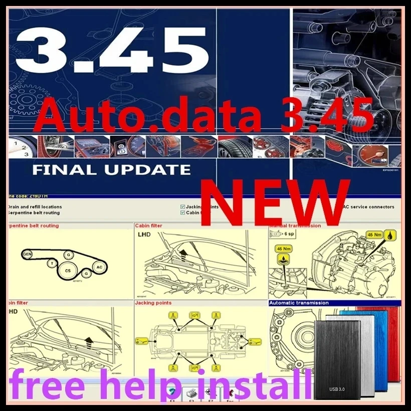 2024 for car repair all data software 2021 latest version with install auto data 3.45 with video editing software free shipping