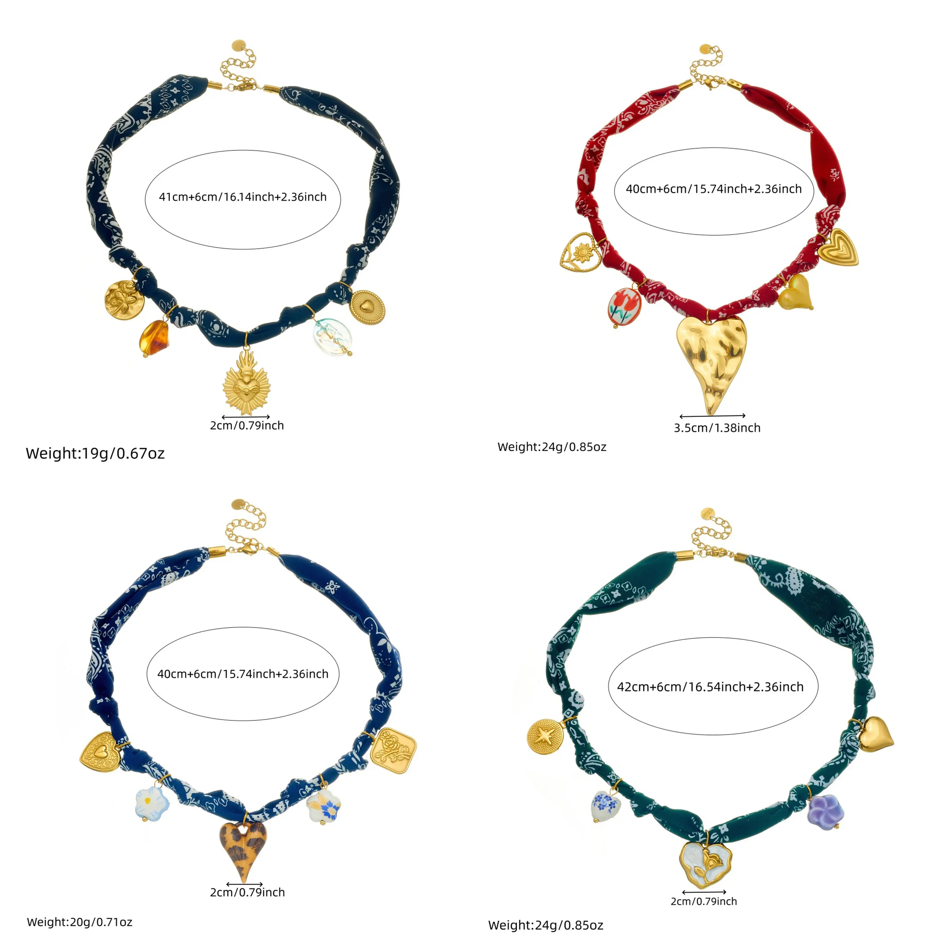 DIEYURO 316L Stainless Steel Golden Gorgeou Irregular Heart Flower Necklace Lady New Colored Patterned Ribbon Neck Chain Jewelry
