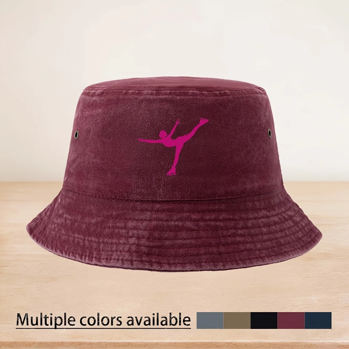 Figure Skating Print High-Quality Bucket Hat, Fashionable Casual Foldable Bucket Hat, Trendy Fishing Hat, Classic Cap, Lightweig