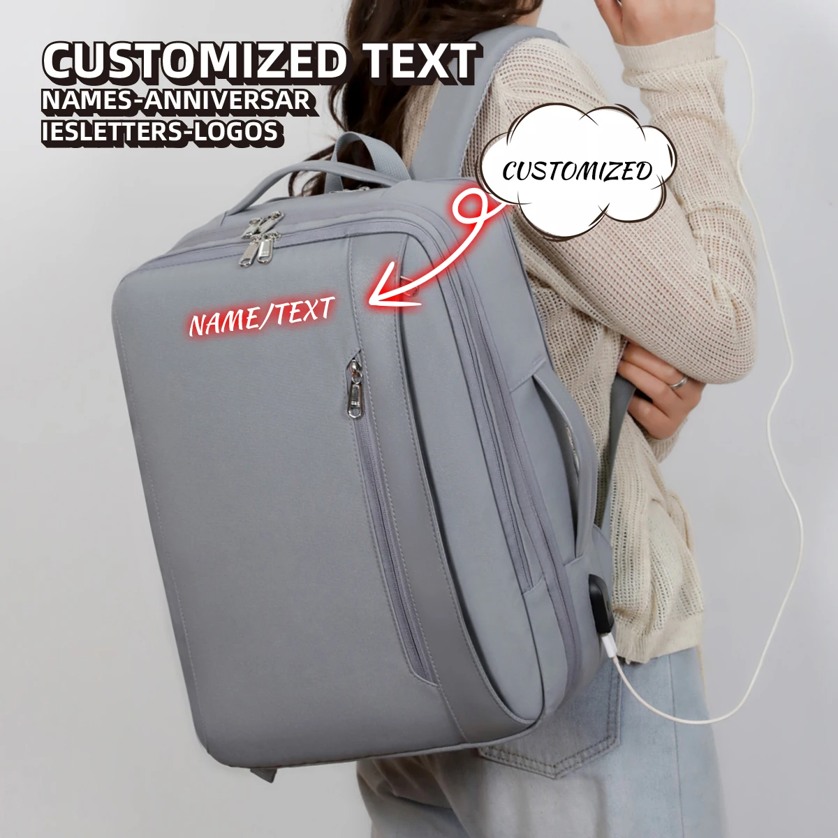 

Logo Customized Backpack for Men 2026 New Model Large Capacity Travel Bag Computer Bag Business Trip Backpack School Bag for Girls Personalized DIY