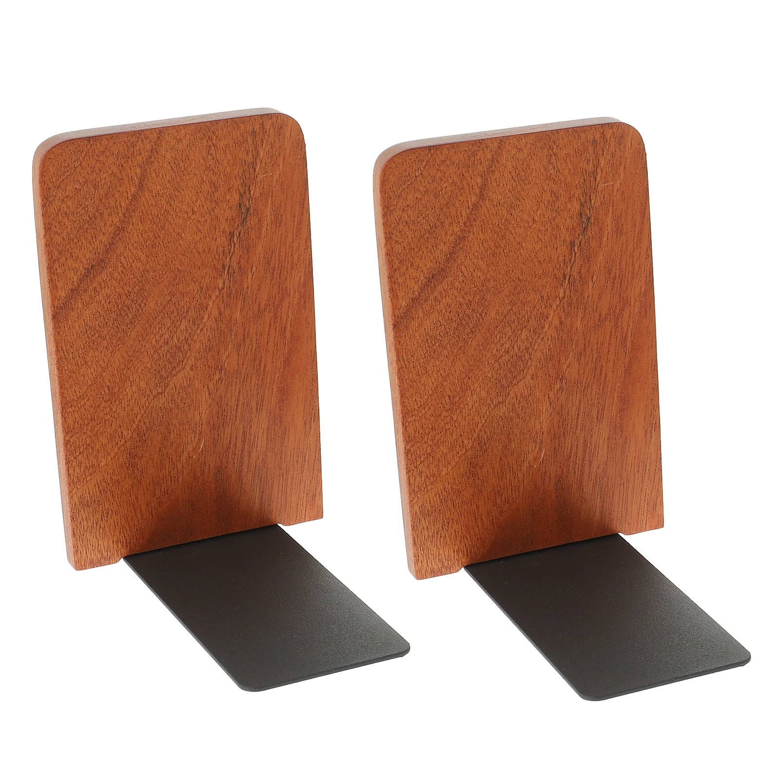 

2pcs Wooden Bookends Metal Base Desktop Organizers Study Book Stands Decorative Book Holders For Office Home Study Room