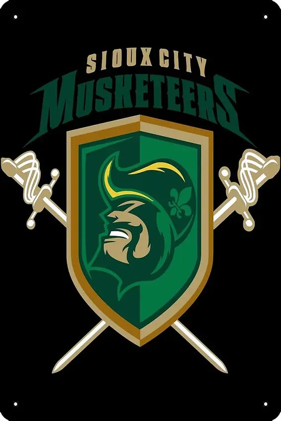 Sioux City Musketeers Poster Metal Tin Sign 12 X 8 Inch Funny Man Cave Home Office Bar Decor