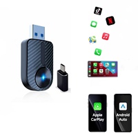 Mini Wired to Wireless CarPlay Adapter Plug & Plug Auto Connect Converts for Wired Cars Compatible for iPhone & Android Phone