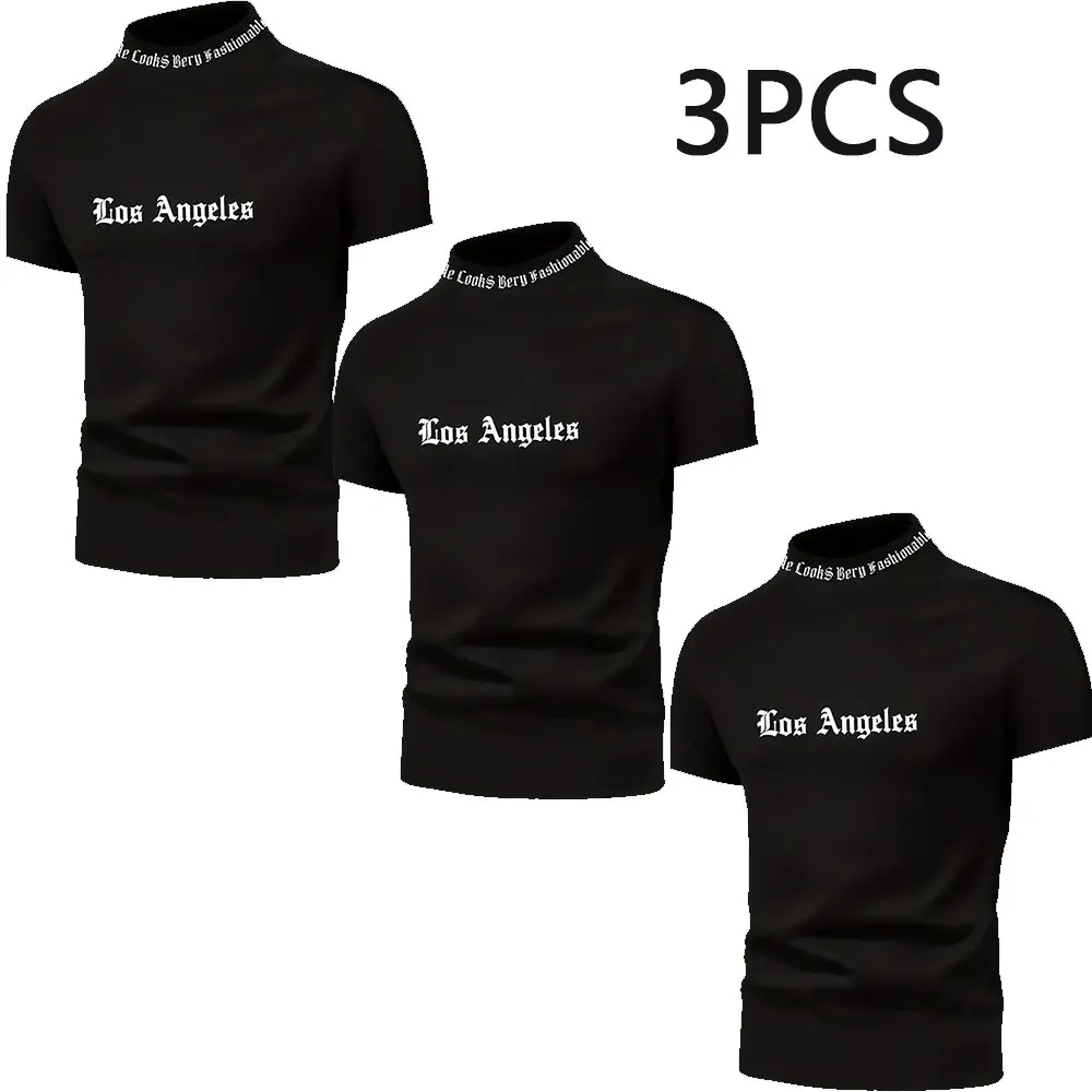 

1/2/3 Piece Turtleneck Compression Tshirt Men's Rashgard Tops Short Sleeves Second Skin Bodybuilding Quick Dry Tight Shirt Men