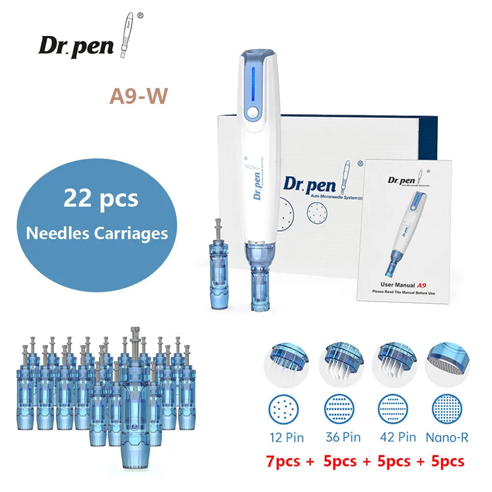 Authentic Dr. pen Ultima A9-W Wireless Microneedling Pen MTS Therapy Derma Auto Pen Facial Skin Care Bayonet Derma Cartridge