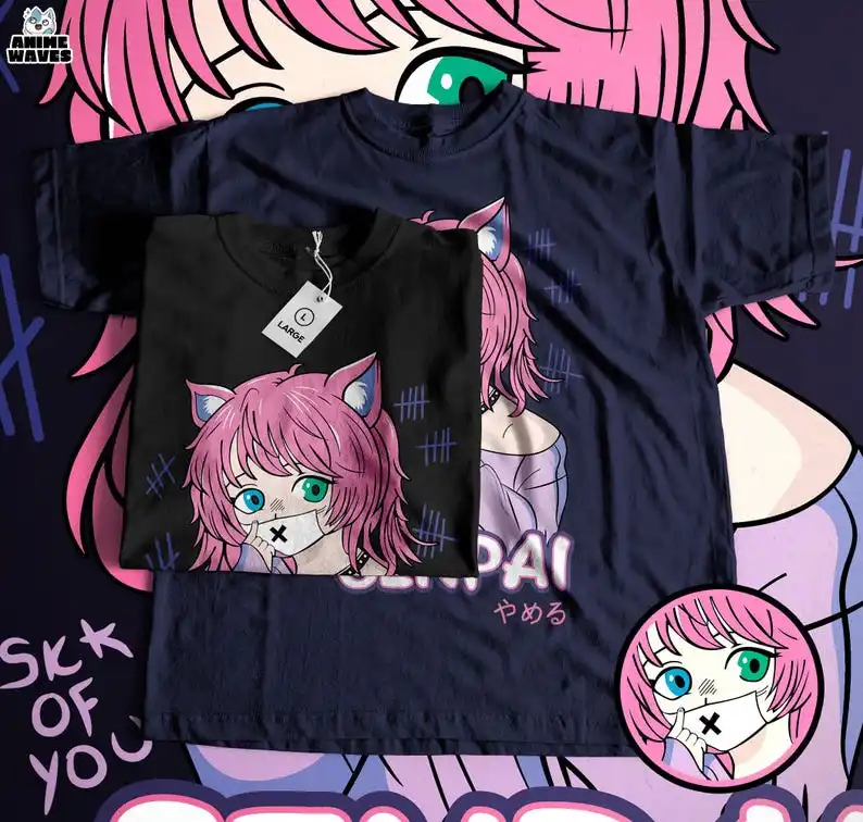 Girl Aesthetic Unisex T-shirt - Japanese Anime Manga Style, Cute Pink-Haired Design, Otaku Apparel,