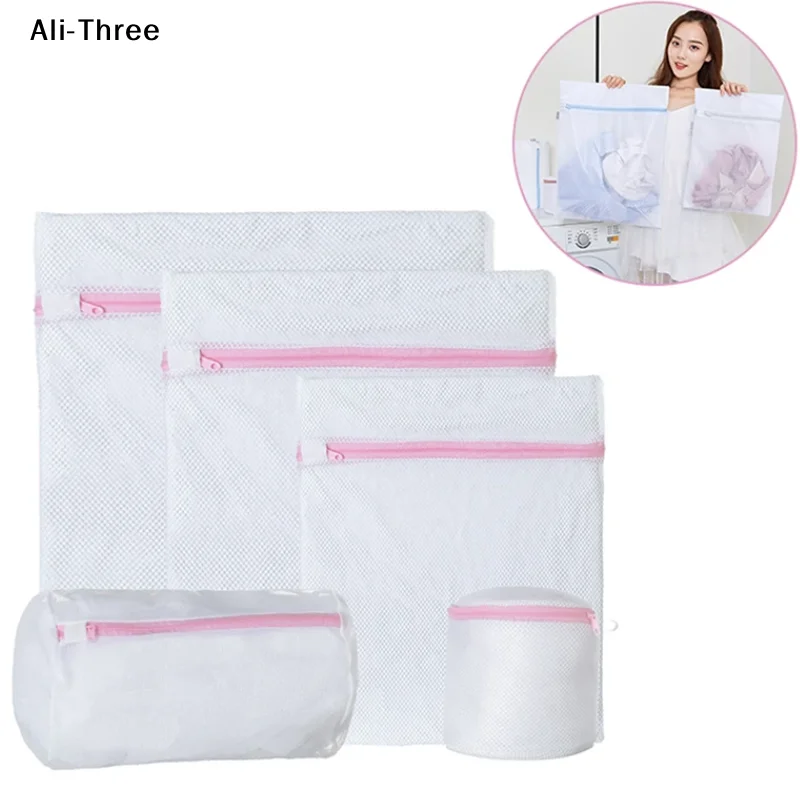 3 Size Zippered Mesh Laundry Wash Bags Foldable Delicates Lingerie Bra Socks Underwear Washing Machine Clothes Protection Net