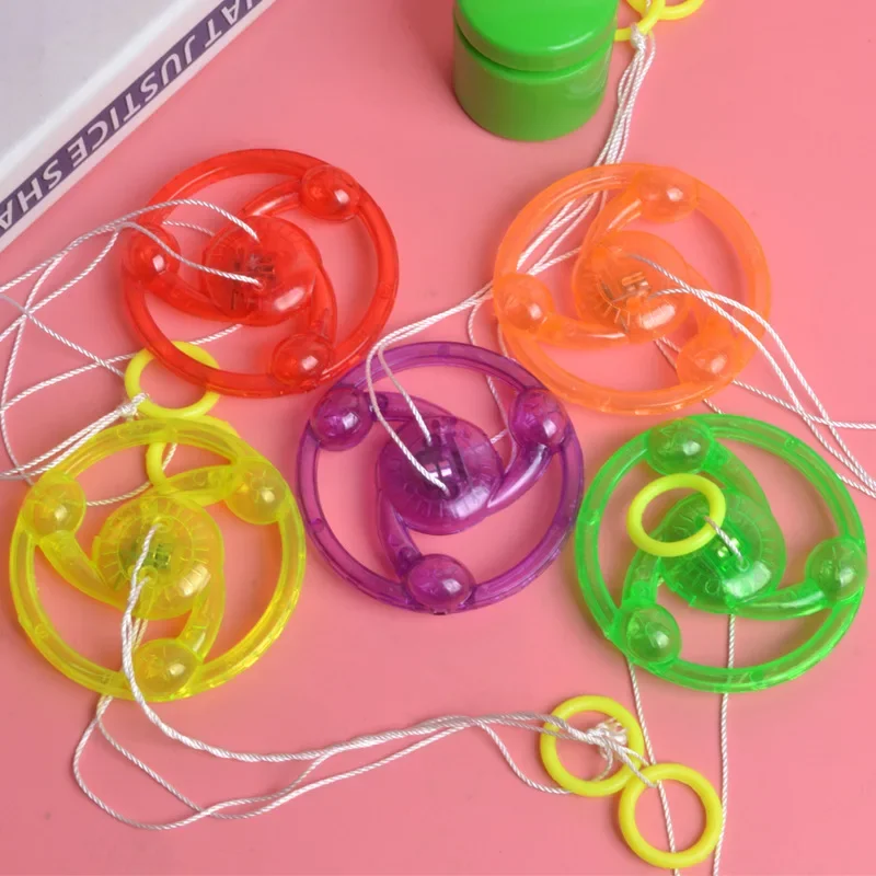 1pcs Kids Creative Bracing Wire Luminous Toy Flywheel Flash Spinning Top Light-emitting Gyro Fitness Shining Pull Line Flywheel