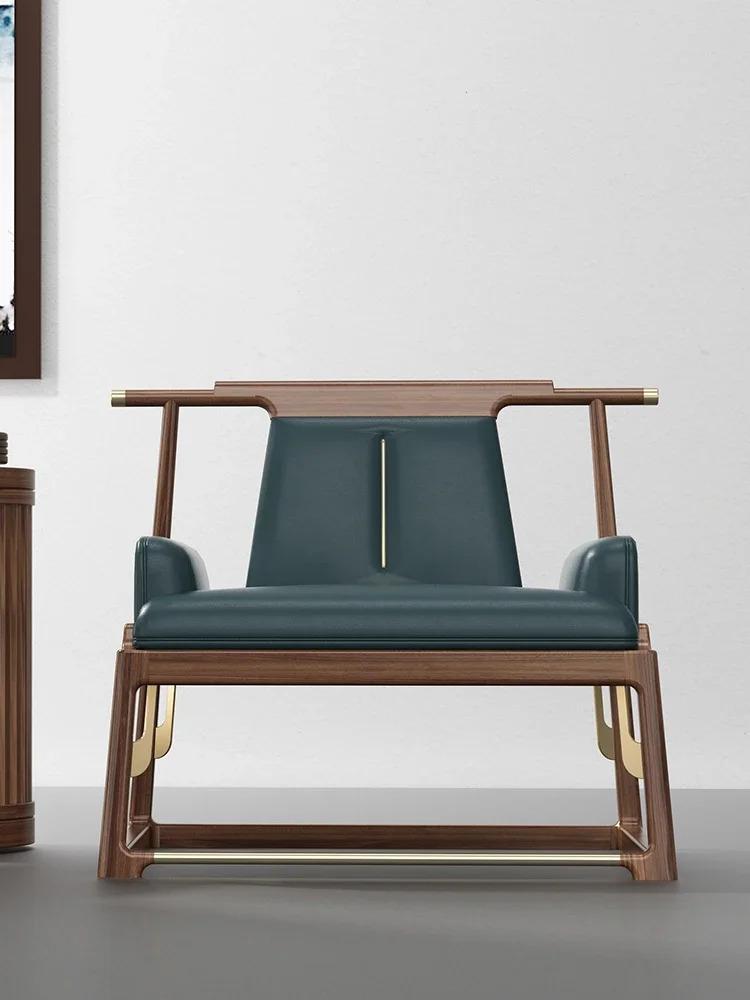 

zzqBlack Walnut Armchair Palace Chair Solid Wood round-Backed Armchair Three-Piece Set Offical Hat Chair Boss Master Chair