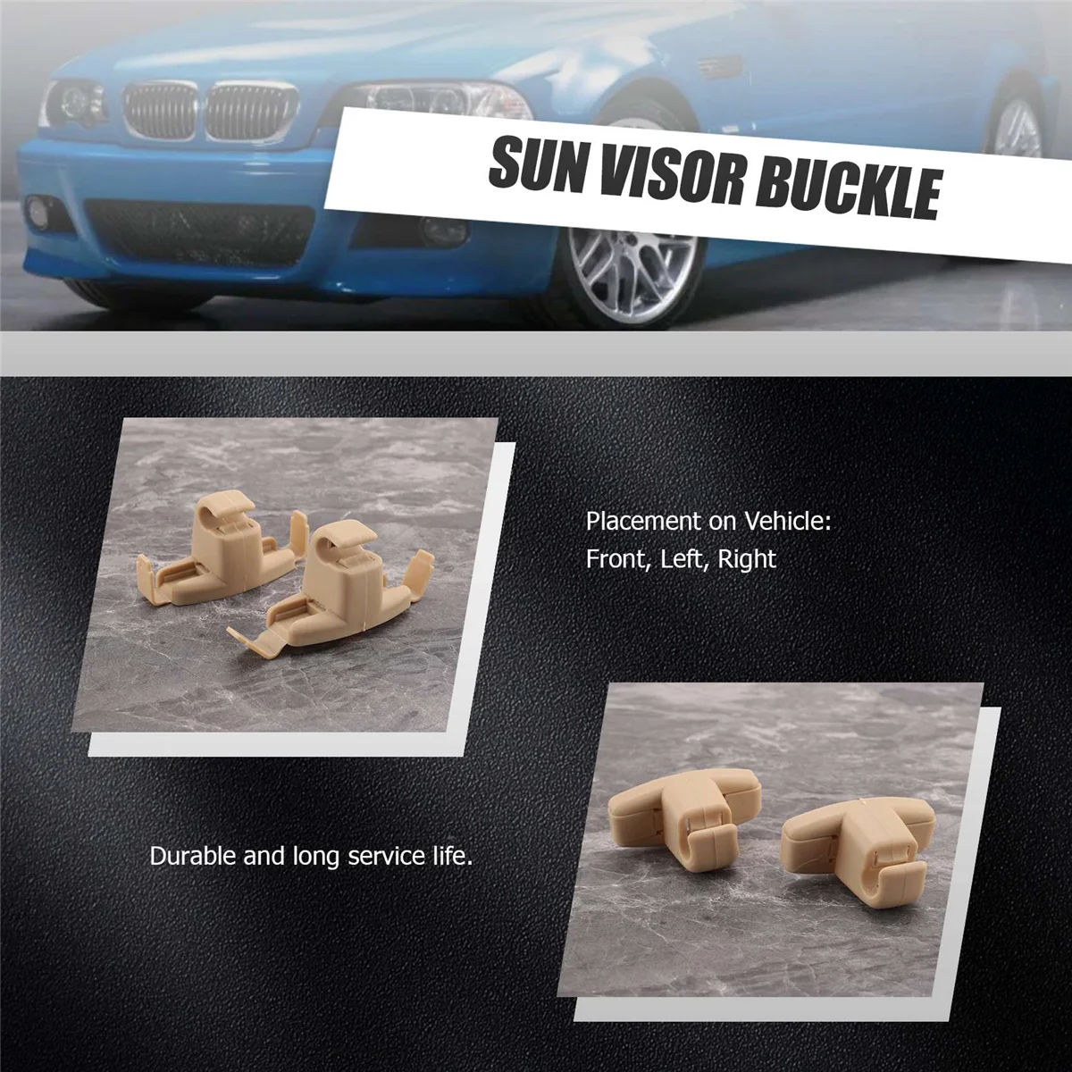 ベージュのサンバイザークリップホルダー、BMW e46 3シリーズ用ブラケット325 m3、2x、51168243575